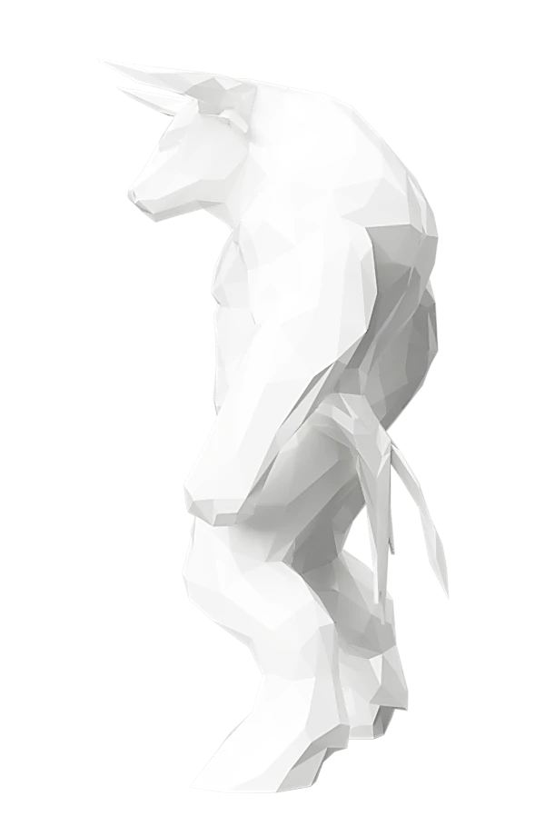 Render del modello low poly del Minotauro, vista lato