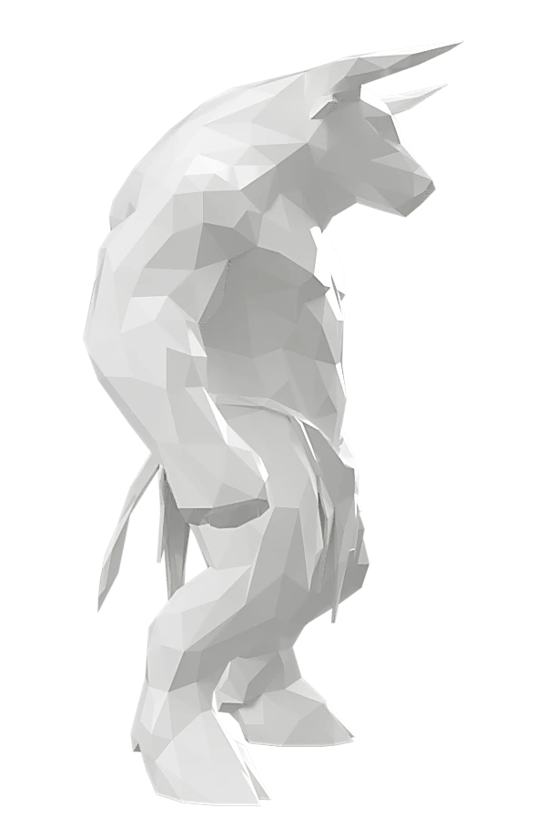 Render del modello low poly del Minotauro, vista lato